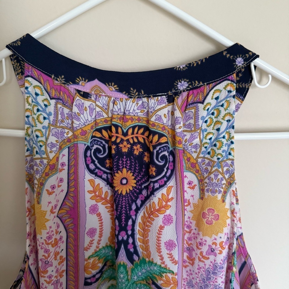 Rose + Olive Women’s Summer Preppy Vibrant Paisley Floral Tank Top Size Medium - Picture 5 of 6